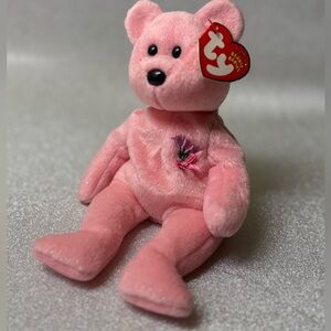 TY Beanie Baby “Mum”– Pink Sparkle Plush Bear (Hang Tag Attached!)